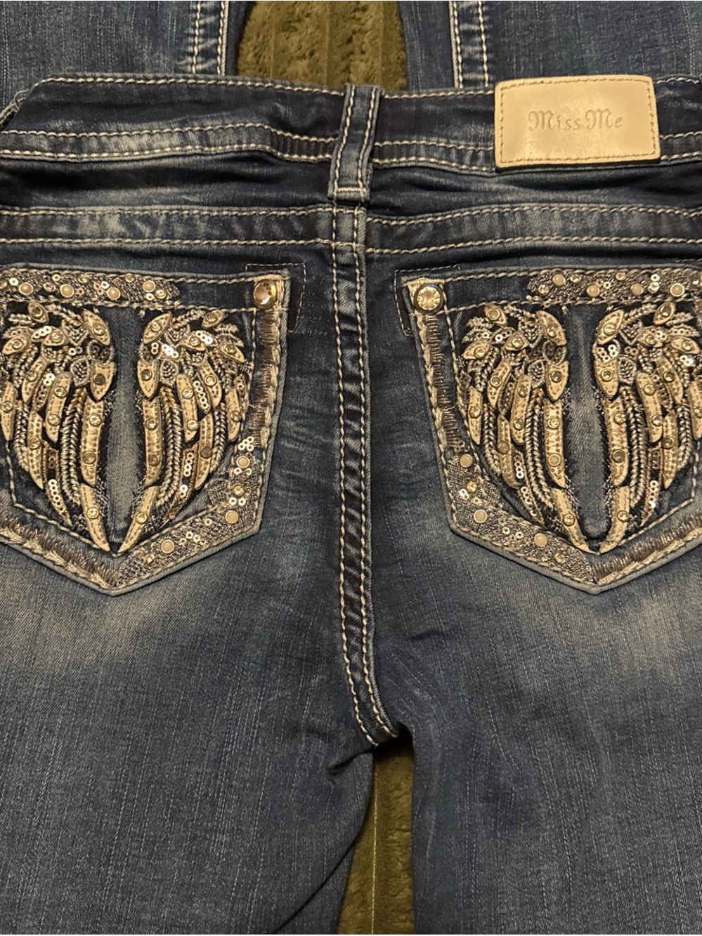 Miss Me Dark Blue Embellished Back Pocket Bootcut Jeans